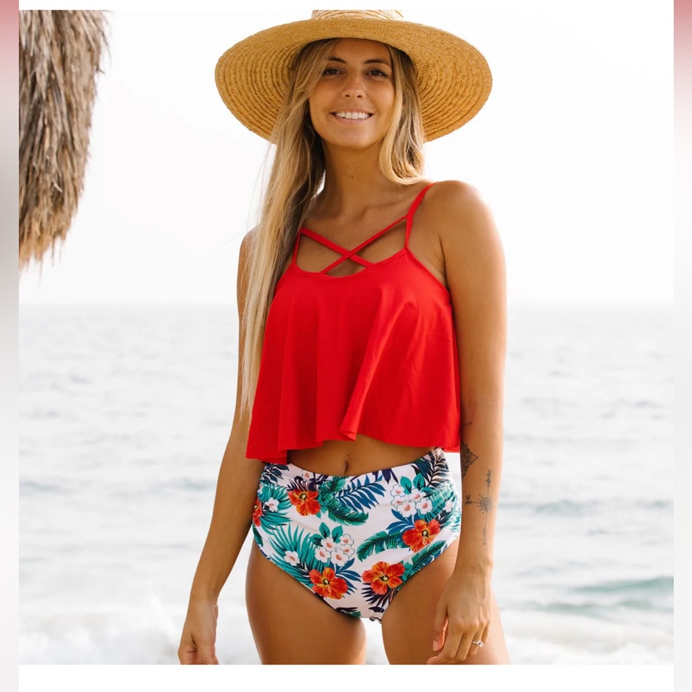 New with tags tankini swimsuit. Hish waist bottoms. Size XL.  Smoke free home.